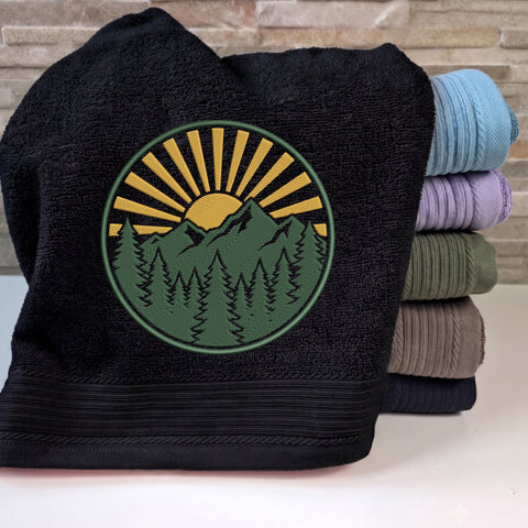 Mountain Sunrise Embroidery Design – Pine Forest Nature Landscape Outdoor Adventure Machine Embroidery File Embroidery/Applique DESIGNS PatternFeed8 