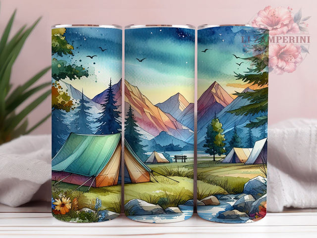 Mountain Sunset 20oz Tumbler Wrap PNG, Mountain Camping Tumbler Png, Straight & Tapered Tumbler Wrap, Instant Digital Download Sublimation Li Zamperini 