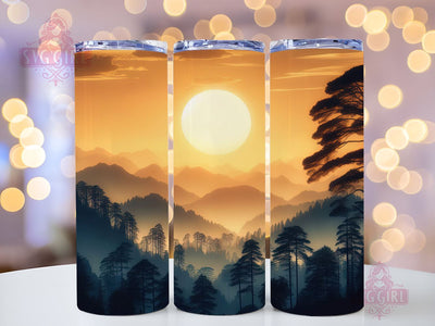 Mountain Sunset 20oz Tumbler Wrap Sublimation Design, Straight Tapered Tumbler Wrap, Mountain Sunset Pine Tree Landscape Tumbler Png, Instant Digital Download Sublimation SvggirlplusArt 