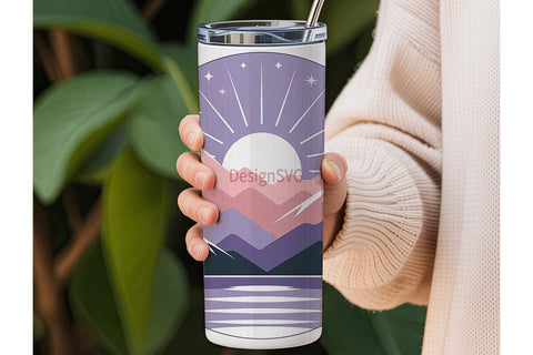 Mountain Sunset 20oz Tumbler Wrap Sublimation DesignSVG 