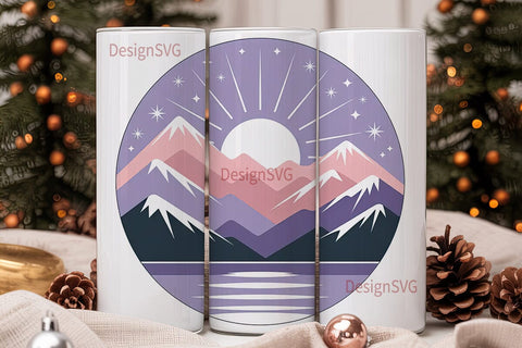 Mountain Sunset 20oz Tumbler Wrap Sublimation DesignSVG 