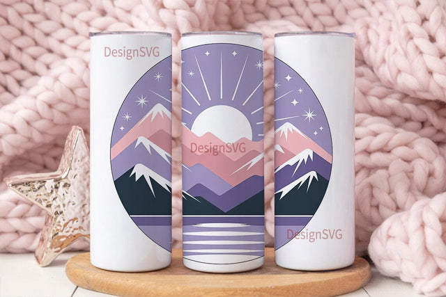 Mountain Sunset 20oz Tumbler Wrap Sublimation DesignSVG 