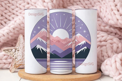 Mountain Sunset 20oz Tumbler Wrap Sublimation DesignSVG 
