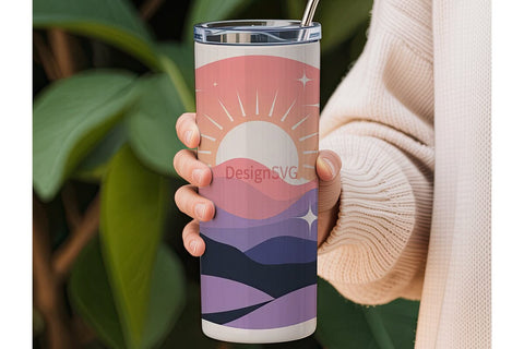 Mountain Sunset 20oz Tumbler Wrap Sublimation DesignSVG 