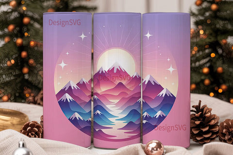 Mountain Sunset 20oz Tumbler Wrap Sublimation DesignSVG 