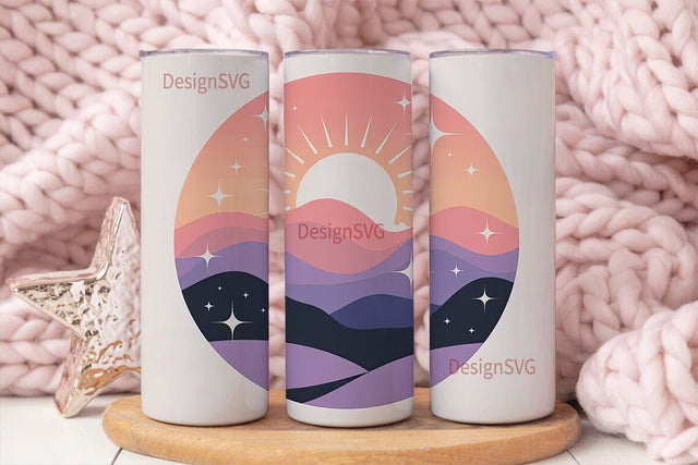 Mountain Sunset 20oz Tumbler Wrap Sublimation DesignSVG 