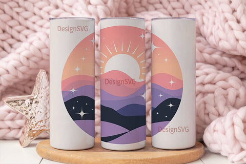 Mountain Sunset 20oz Tumbler Wrap Sublimation DesignSVG 