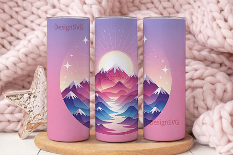 Mountain Sunset 20oz Tumbler Wrap Sublimation DesignSVG 