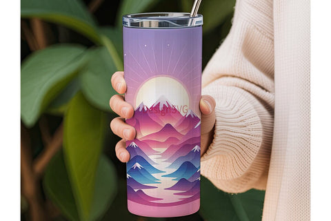 Mountain Sunset 20oz Tumbler Wrap Sublimation DesignSVG 
