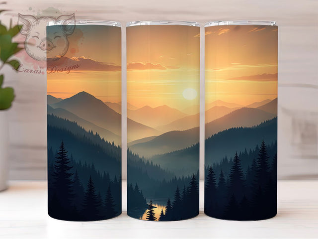 Mountain Sunset Forest Tumbler, Scenic Landscape, Forest Tumbler, Nature Wrap, Sunset Sublimation, Wilderness Design, Outdoor Tumbler Sublimation Lara' s Designs 