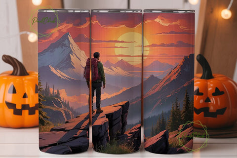 Mountain Sunset Hiker 20oz Tumbler Wrap Sublimation PixelChick 