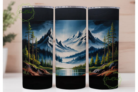 Mountain Sunset Painting 20oz Tumbler Sublimation PixelChick 