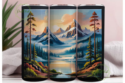 Mountain Sunset Painting 20oz Tumbler Sublimation PixelChick 