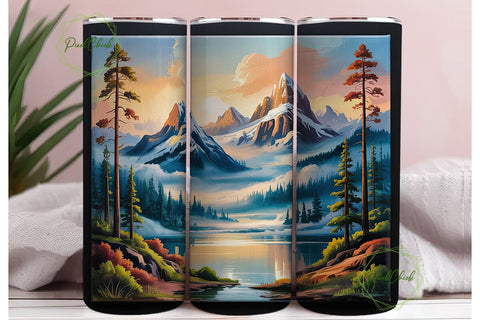 Mountain Sunset Painting 20oz Tumbler Sublimation PixelChick 