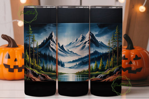 Mountain Sunset Painting 20oz Tumbler Sublimation PixelChick 
