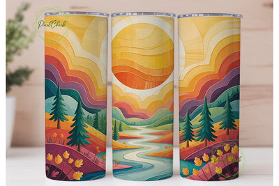 Mountain Sunset River 20oz Tumbler Wrap Sublimation PixelChick 