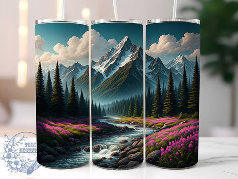 Mountain Tree Nature Tumbler, Tree Design, Nature Sublimation, 20oz Tumbler Wrap, Outdoor Lover Gift, Nature Decor, Scenic Tumbler Sublimation ToriDesigns 