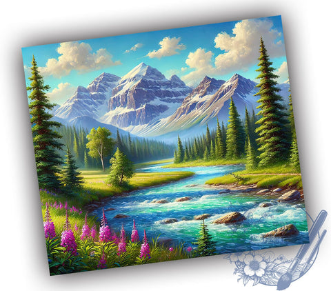 Mountain Tree Nature Tumbler, Tree Design, Nature Sublimation, 20oz Tumbler Wrap, Outdoor Lover Gift, Nature Decor, Scenic Tumbler Sublimation ToriDesigns 