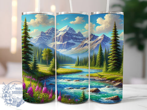 Mountain Tree Nature Tumbler, Tree Design, Nature Sublimation, 20oz Tumbler Wrap, Outdoor Lover Gift, Nature Decor, Scenic Tumbler Sublimation ToriDesigns 