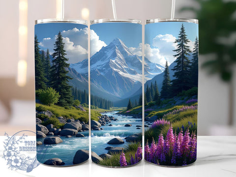 Mountain Tree Nature Tumbler, Tree Design, Nature Sublimation, 20oz Tumbler Wrap, Outdoor Lover Gift, Nature Decor, Scenic Tumbler Sublimation ToriDesigns 