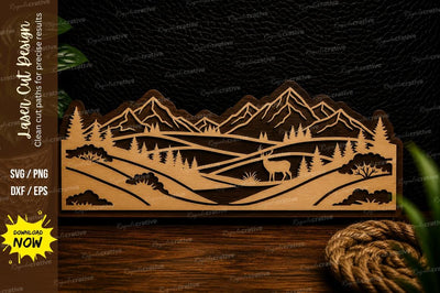 Mountain Valley Landscape Laser Cut Svg Design SVG Regulrcrative 