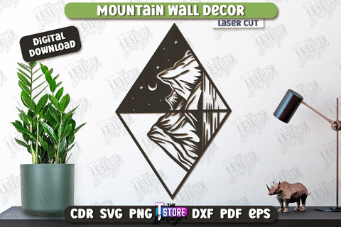 Mountain Wall Decor Laser Cut Bundle | Line Art Design | Home Interior | Silhouette Wall Art | CNC File SVG The T Store Design 