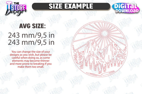 Mountain Wall Decor Laser Cut Bundle | Line Art Design | Home Interior | Silhouette Wall Art | CNC File SVG The T Store Design 