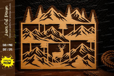Mountain Wilderness Scene Laser Cut Svg Design SVG Regulrcrative 