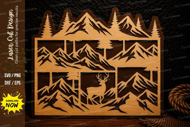 Mountain Wilderness Scene Laser Cut Svg Design SVG Regulrcrative 