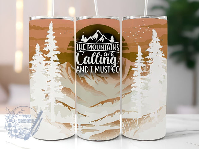 Mountains 20 oz Skinny Tumbler Sublimation Design, Seamless Landscape Tumbler Png, Straight & Tapered Tumbler Wrap, Instant Digital Download Sublimation ToriDesigns 