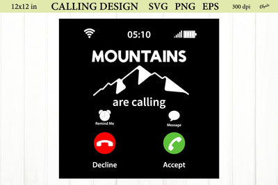 Mountains is Calling Sublimation Design. Tshirt Design PNG SVG Olga Terlyanskaya 