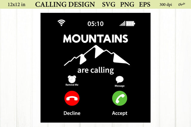 Mountains is Calling Sublimation Design. Tshirt Design PNG SVG Olga Terlyanskaya 