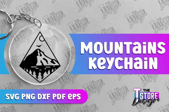 Mountains Keychain Design | Camping SVG Design | Mountains Print | SVG File SVG The T Store Design 