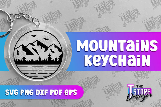 Mountains Keychain Design | Camping SVG Design | Mountains Print | SVG File SVG The T Store Design 