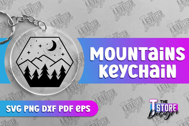 Mountains Keychain Design | Camping SVG Design | Mountains Print | SVG File SVG The T Store Design 