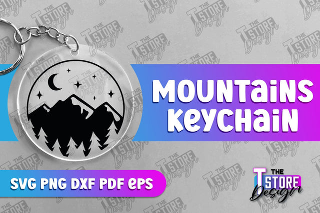 Mountains Keychain Design | Camping SVG Design | Mountains Print | SVG File SVG The T Store Design 
