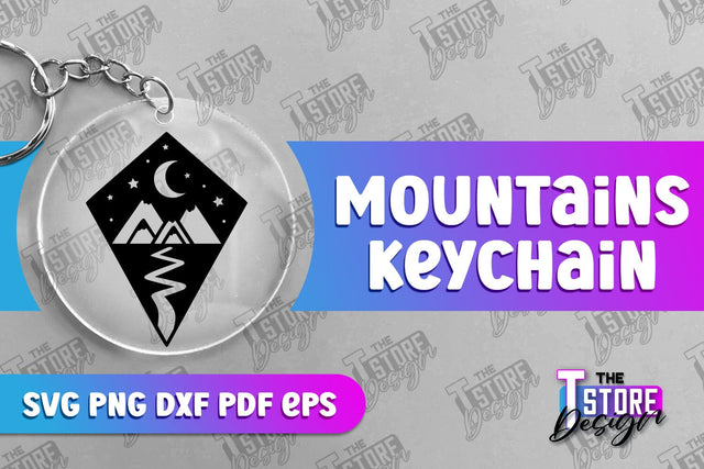Mountains Keychain Design | Camping SVG Design | Mountains Print | SVG File SVG The T Store Design 