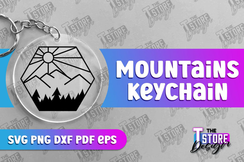 Mountains Keychain Design | Camping SVG Design | Mountains Print | SVG File SVG The T Store Design 