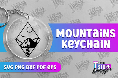 Mountains Keychain Design | Camping SVG Design | Mountains Print | SVG File SVG The T Store Design 