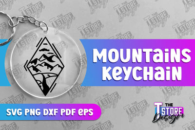 Mountains Keychain Design | Camping SVG Design | Mountains Print | SVG File SVG The T Store Design 