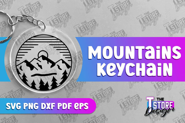 Mountains Keychain Design | Camping SVG Design | Mountains Print | SVG File SVG The T Store Design 