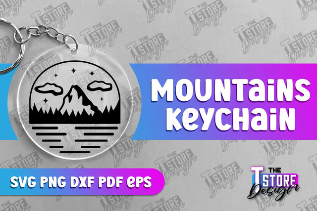 Mountains Keychain Design | Camping SVG Design | Mountains Print | SVG File SVG The T Store Design 