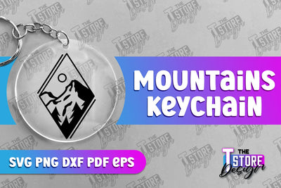 Mountains Keychain Design | Camping SVG Design | Mountains Print | SVG File SVG The T Store Design 