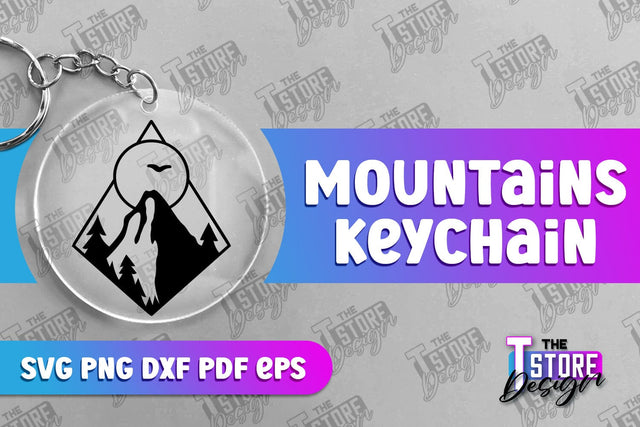 Mountains Keychain Design | Camping SVG Design | Mountains Print | SVG File SVG The T Store Design 