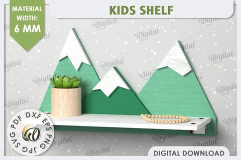 Mountains Wall Shelf Laser Cut. Shelf for Kids Room SVG SVG Evgenyia Guschina 