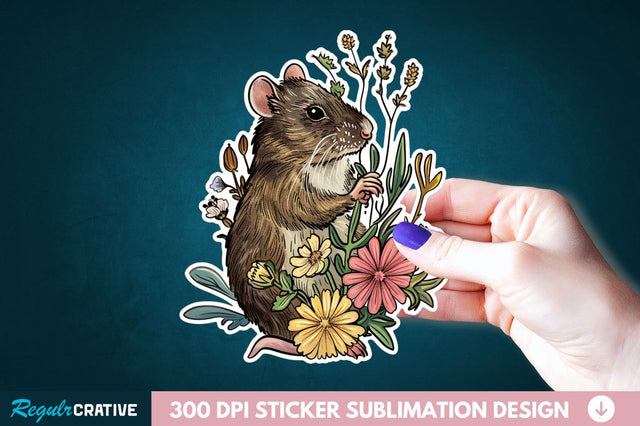 Mouse And Flower Sticker Clipart Sublimation Regulrcrative 