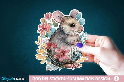 Mouse And Flower Sticker Clipart Sublimation Regulrcrative 