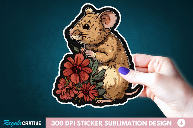 Mouse And Flower Sticker Clipart Sublimation Regulrcrative 