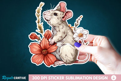 Mouse And Flower Sticker Clipart Sublimation Regulrcrative 