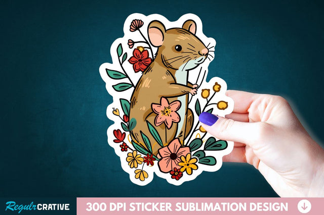 Mouse And Flower Sticker Clipart Sublimation Regulrcrative 